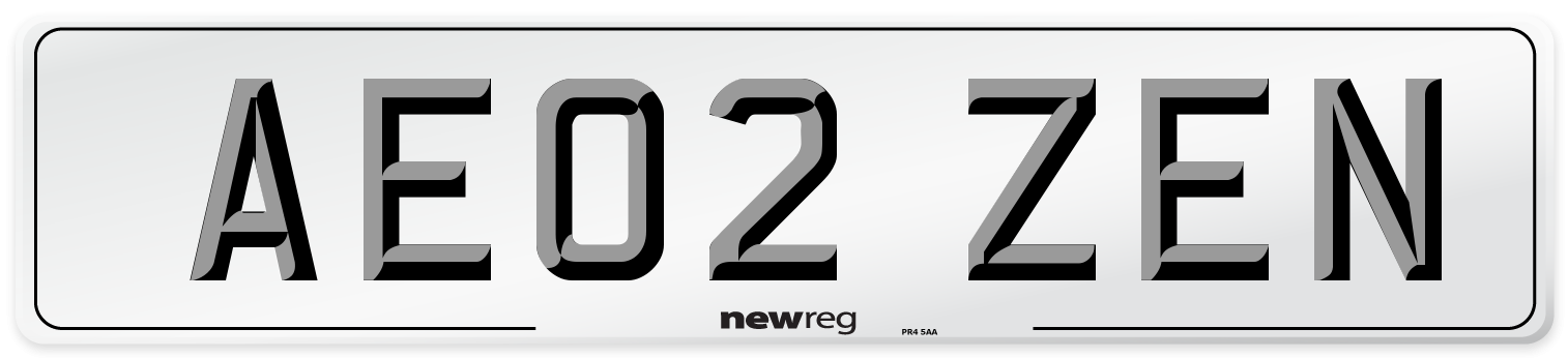 AE02 ZEN Number Plate from New Reg